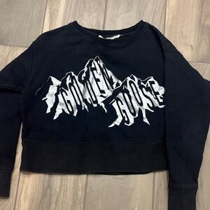 Golden Goose Cropped Black Sweatshirt with Silver Graphic